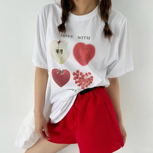 Kawaii Fruit Print Y2K T-shirt