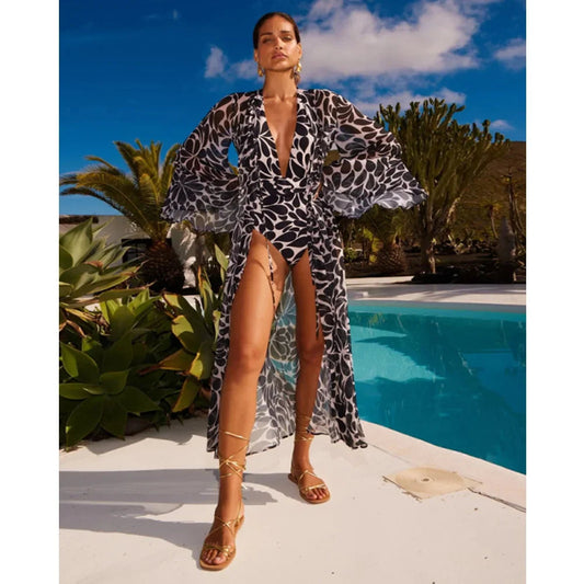 Retro Deep V Swimwear One Piece