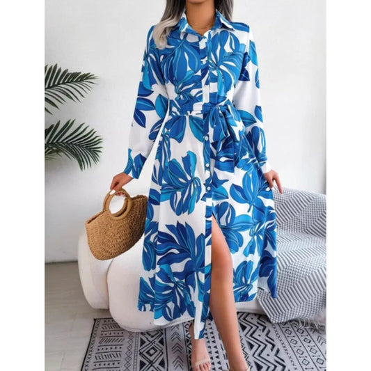 Boho Beach Holiday Floral Shirt Dress