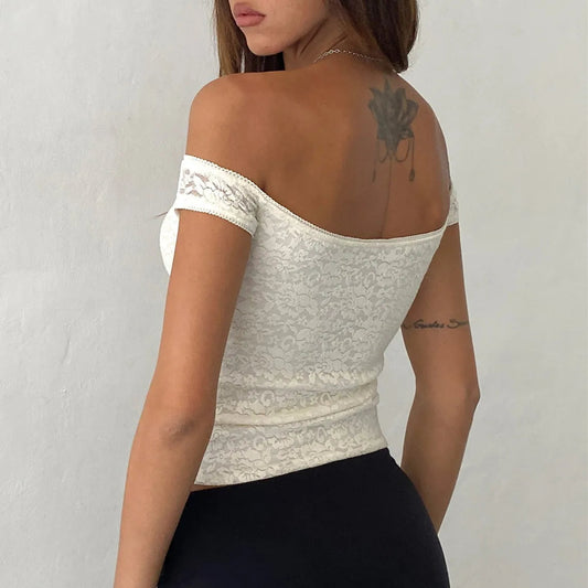 Floral Lace Wrap Milkmaid Crop Top