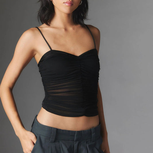Ruched Spaghetti Strap Crop Top