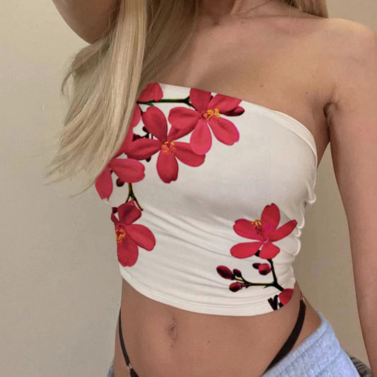 Vintage Strapless Slim Crop Top