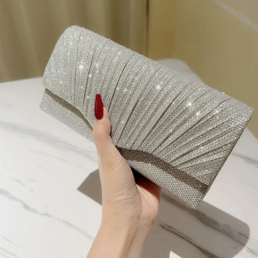 Silver Glitter Evening Clutch Wristlet