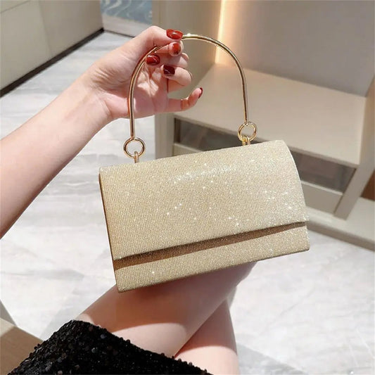 Gold Silk Evening Clutch Bag Fashion Shoulder Bag