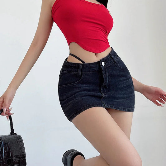 Beveled Cordage Raw Hem Skirt