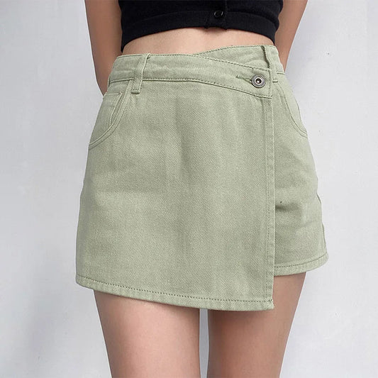 Irregular High Waist Denim Skirt