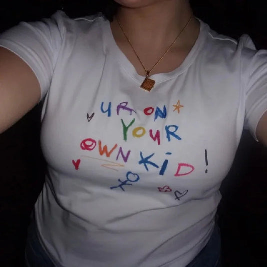 Cute Letter Print Crop Top T-shirt