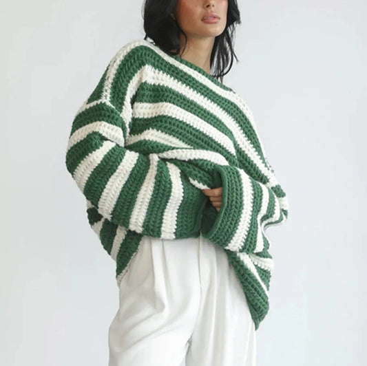Korean Style Striped Oversized Sweater