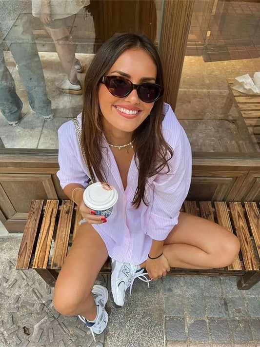 Striped Casual Office Bloshope