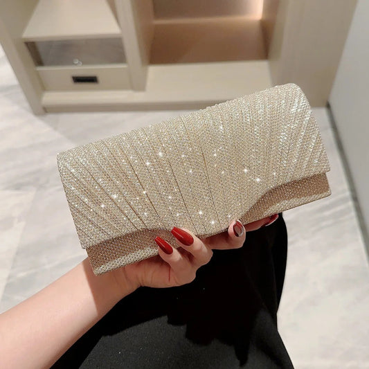 Glitter Silver Envelope Clutch Wristlet