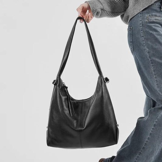 Luxury Genuine Leather Large Hobo Shoulder Bag