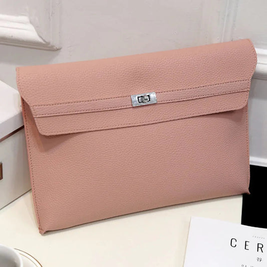Lychee Pattern PU Leather Envelope Wristlet