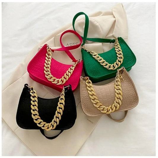 Luxury Metal Chain Shoulder Handbag Elegant Clutch