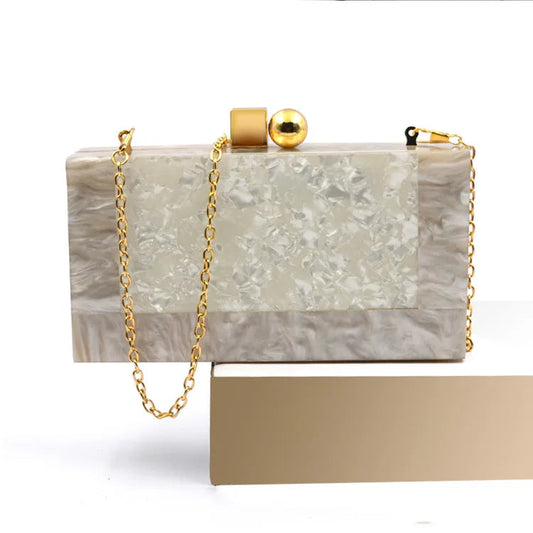 Marbling Acrylic Box Clutch Evening Bag