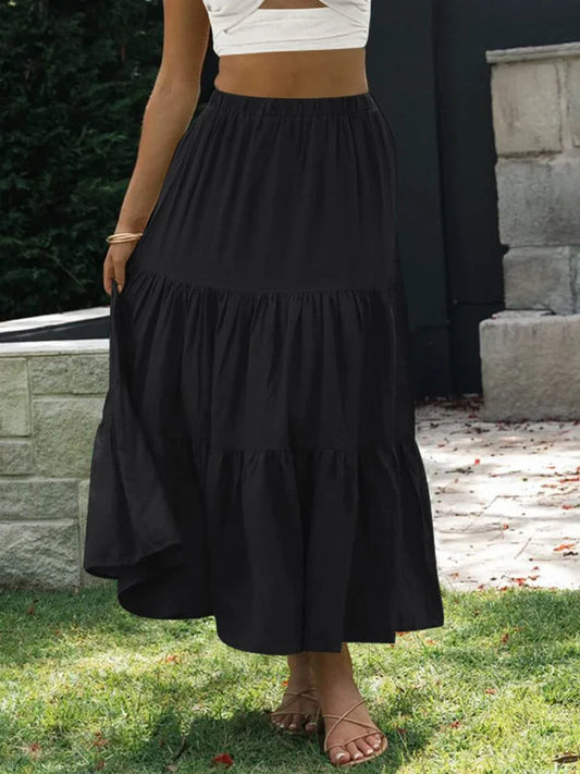 Gingham Tiered Patchwork Skirt