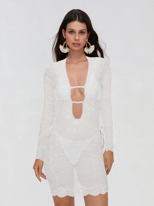 Mesh Flower Babydoll Mini Dress