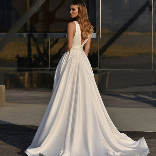 X-Neck Sleeveless Wedding Dress