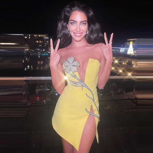 Silk Sequin Butterfly Bandage Prom Dress