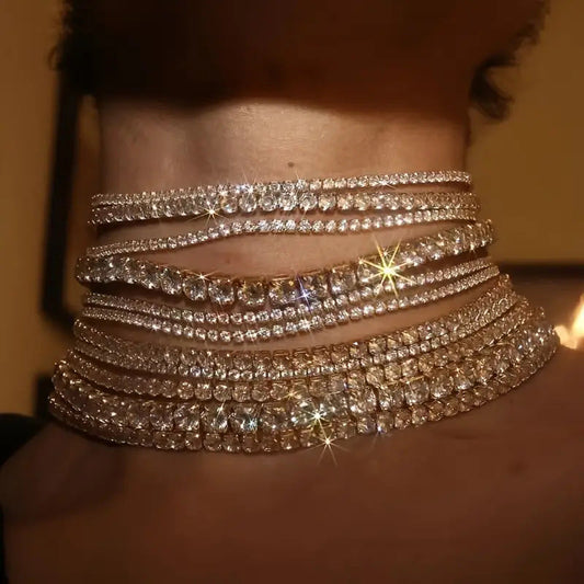 Shiny Multi Row Rhinestone Eco NeckLace