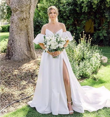 Off-Shoulder Long Wedding Dress