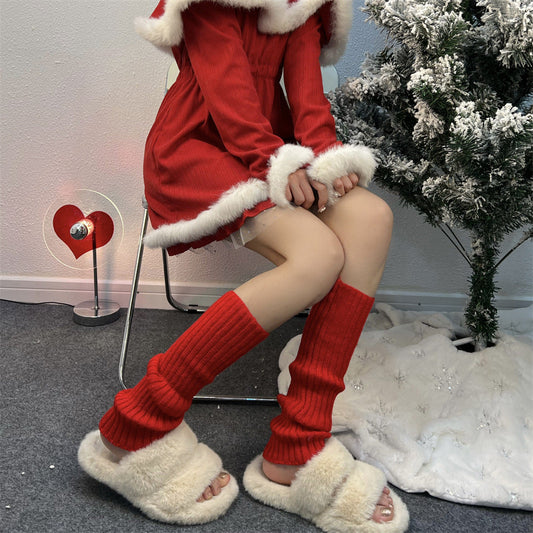 Soft Knit Warm Red Leg Warmers