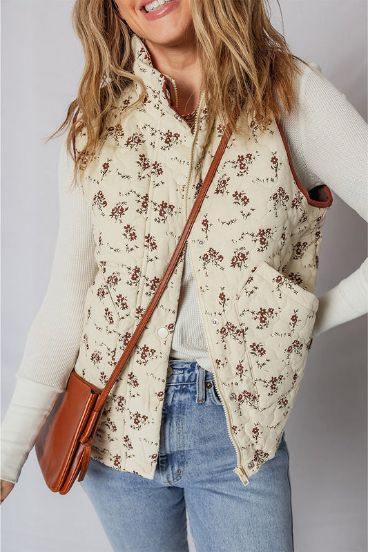 Romantic Floral Color Block Vest