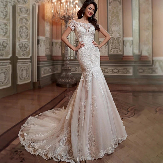 Off-Shoulder Lace Mermaid Wedding Dress