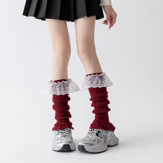 Cotton Ruffled Red Leg Warmers