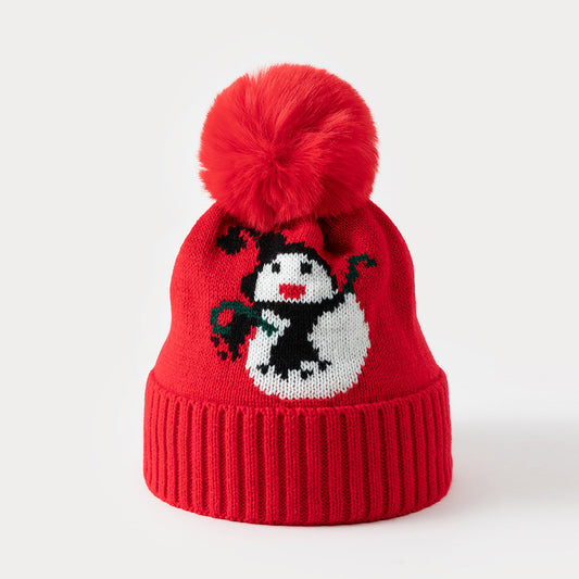 Snowman Pom Pom Knit Hat