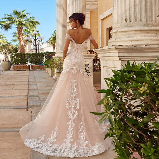 Deep V-Neck Backless Wedding Dress