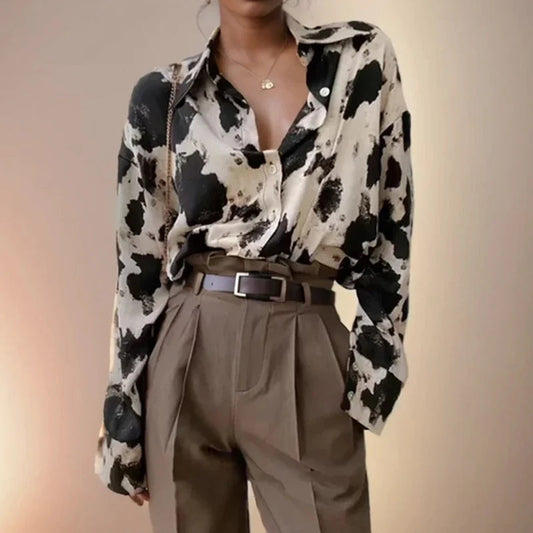 Print Button-up Casual Long Sleeve Bloshope