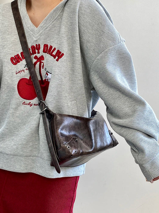 Retro PU Leather Y2K Shoulder Bag