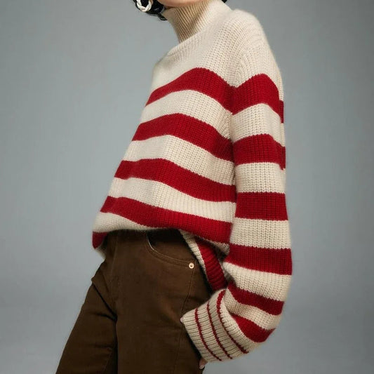 Red Striped Thick Y2k Sweater