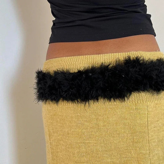 Vintage Gothic Synthetic Leather Patchwork False Hair 2000s Belt