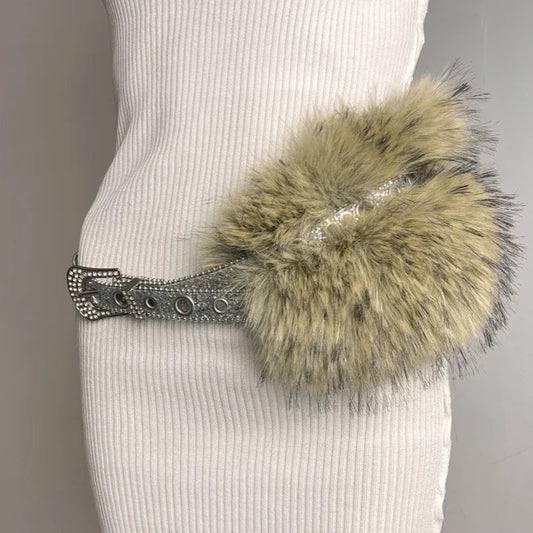 Rebellioshop Dark Studded Furry Millennium Rhinestone Belt