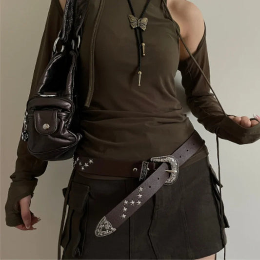 Stellar Rivet Y2K Gothic Metallic Buckle Belt