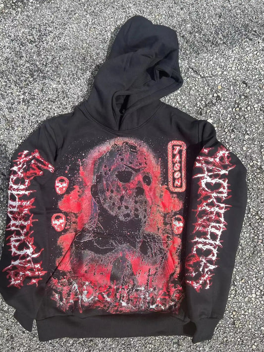 Dark Skulls Print Rebel Hoodie