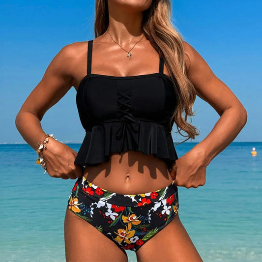 Lace Up Spaghetti Strap Two Piece Set