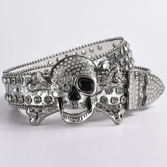 Rebellioshop Dark Skull Diamond Rhinestone Belt