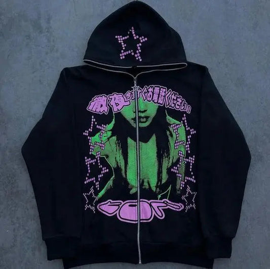 Dark Anime Visual Pullover Hoodie