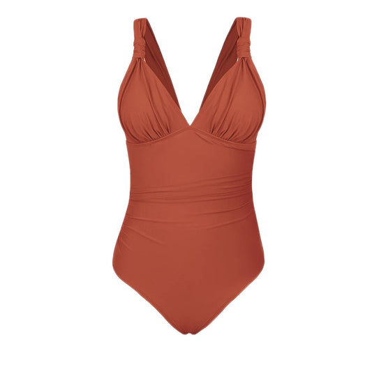 Ruched V-neck Backless Monokini One Piece Set