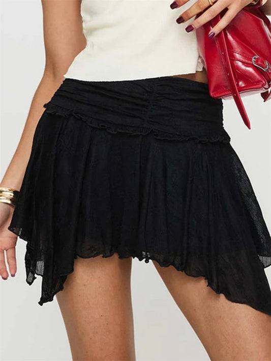 Frilly Lace Elevated Waist Skirt