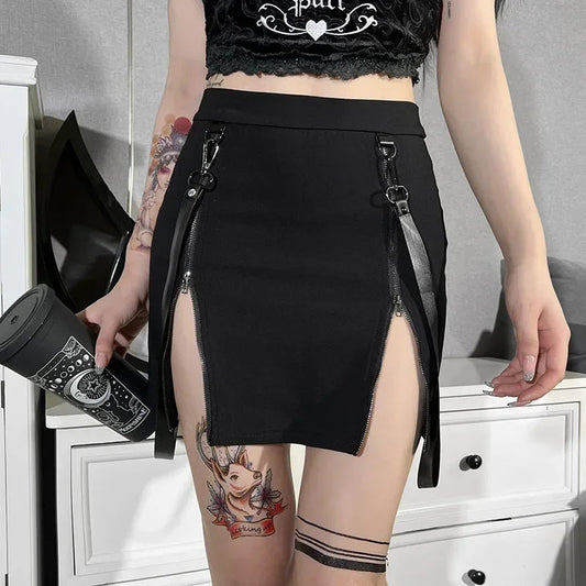 Gothic Bag Hip Split Vintage Skirt