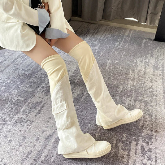 New Above Thigh High Lavish Gothic Fabric Boot