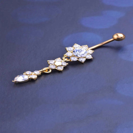 Yellow CZ Butterfly Heart Gothic Belly Ring