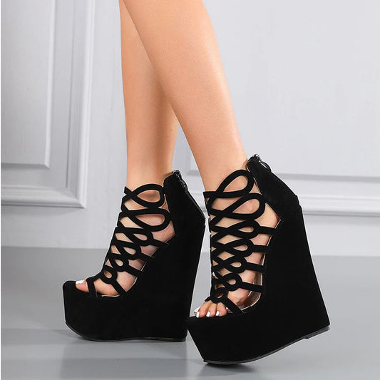 Warm Platform Uncovered Toe Tall Heel Gothic Boot