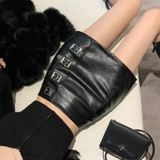 PU Leather Punk Bodycon Skirt