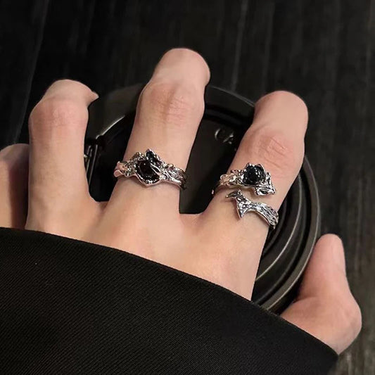 Rebellioshop Dark Bat Wing Ring