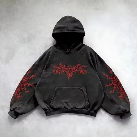 Vintage Y2K Gothic Printed Zipper Hoodie