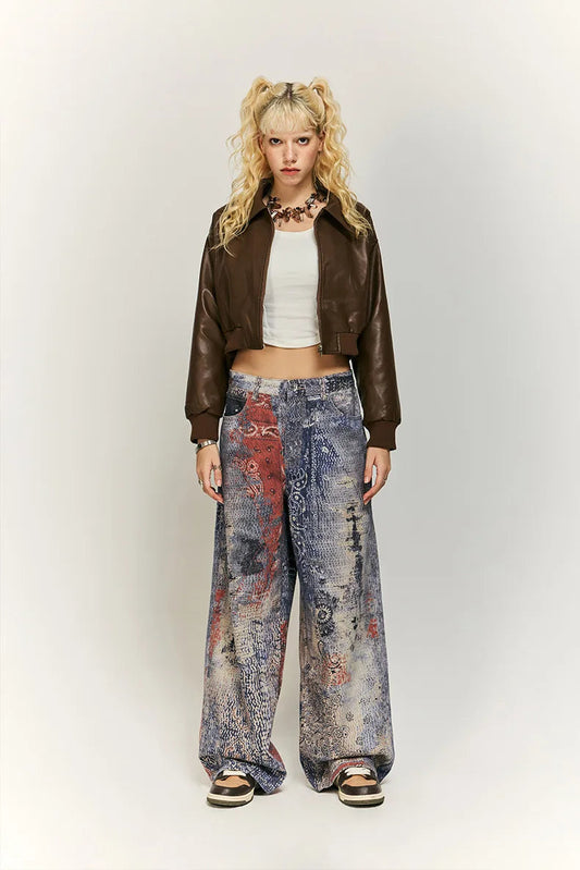 Electronic Print Gothic Denim Pant